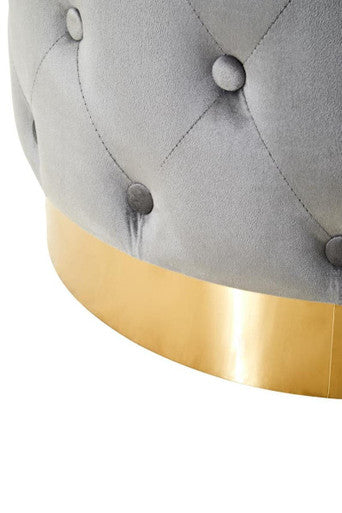 Orsina Loretta Grey Velvet Stool | Modern Vanity Seat with Gold Base