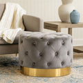 Orsina Loretta Grey Velvet Stool | Modern Vanity Seat with Gold Base