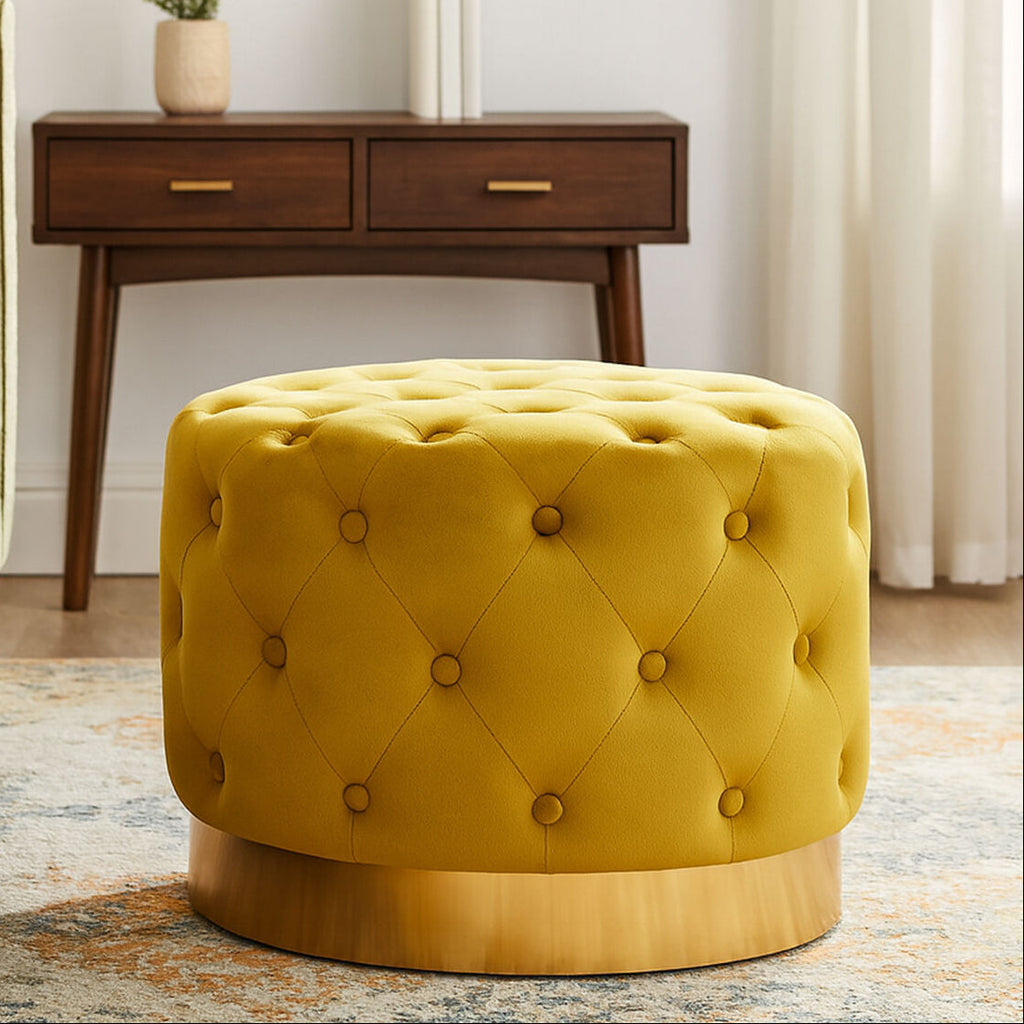 Orsina Loretta Pistachio Velvet Stool | Matte Gold Finish Base
