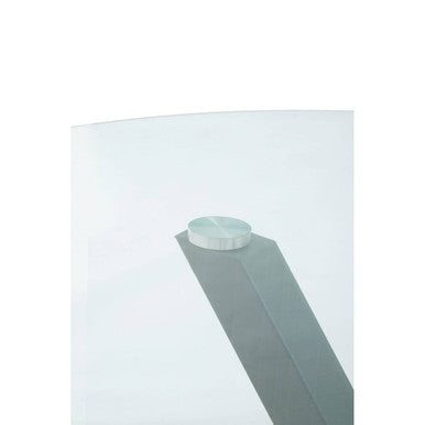 Orsina Salford Round Glass Dining Table | Grey Metal Starburst Base