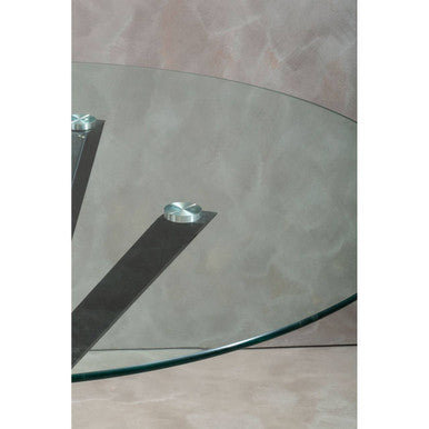 Orsina Salford Round Glass Dining Table | Black Metal Starburst Base