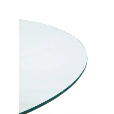 Orsina Salford Round Glass Dining Table | Black Metal Starburst Base