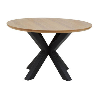 Orsina Salford Round Wood Veneer Dining Table with Starburst Base
