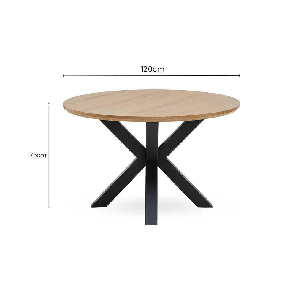 Orsina Salford Round Wood Veneer Dining Table with Starburst Base