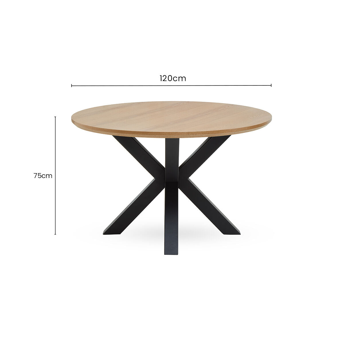 Orsina Salford Round Wood Veneer Dining Table with Starburst Base