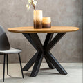 Orsina Salford Round Wood Veneer Dining Table with Starburst Base