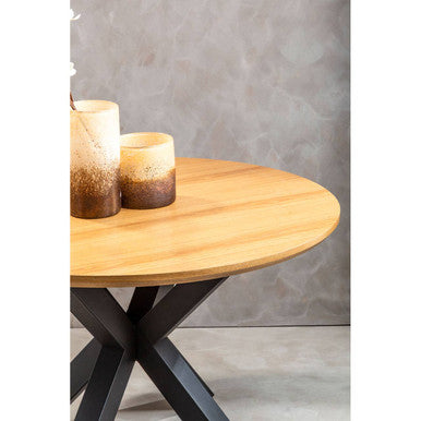 Orsina Salford Round Wood Veneer Dining Table with Starburst Base
