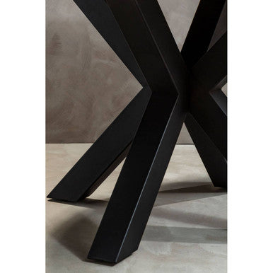 Orsina Salford Round Wood Veneer Dining Table with Starburst Base