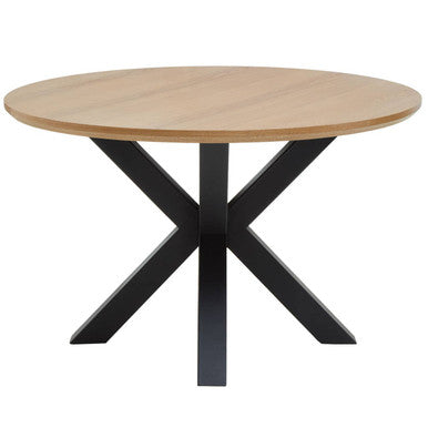Orsina Salford Round Wood Veneer Dining Table with Starburst Base