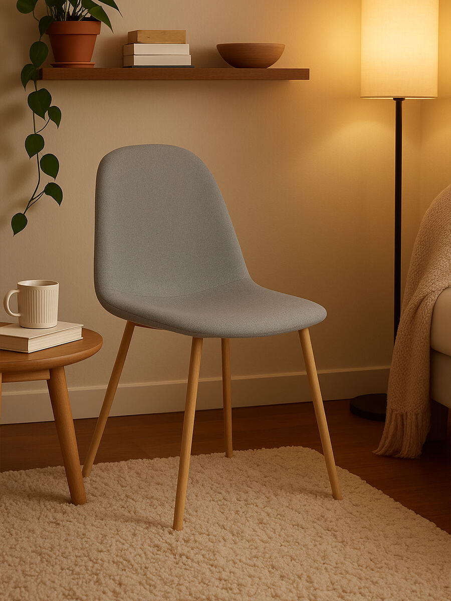 Orsina Salford Grey Dining Chair – Upholstered with Wood Effect Legs