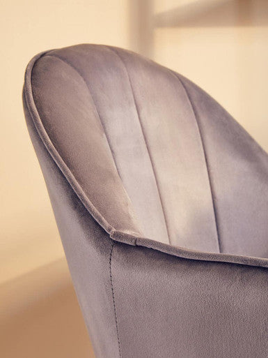 Orsina Brent Grey Velvet Home Office Chair with Gold Base Swivel