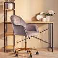 Orsina Brent Grey Velvet Home Office Chair with Gold Base Swivel