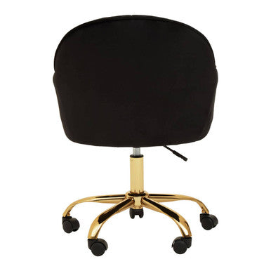 Orsina Brent Black Velvet Home Office Chair with Gold Swivel Base