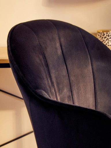 Orsina Brent Black Velvet Home Office Chair with Gold Swivel Base