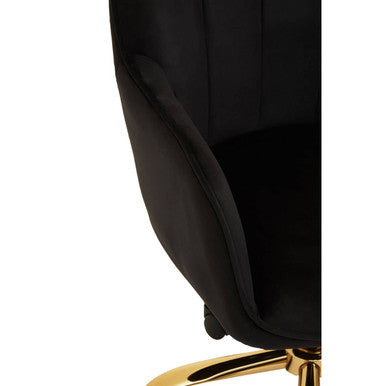 Orsina Brent Black Velvet Home Office Chair with Gold Swivel Base