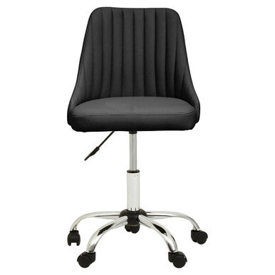 Orsina Brent Ribbed Black and Chrome Swivel Home Office Desk Chair