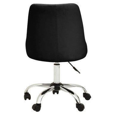 Orsina Brent Ribbed Black and Chrome Swivel Home Office Desk Chair