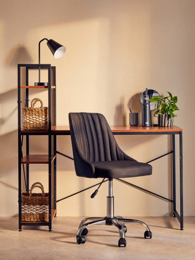 Orsina Brent Ribbed Black and Chrome Swivel Home Office Desk Chair