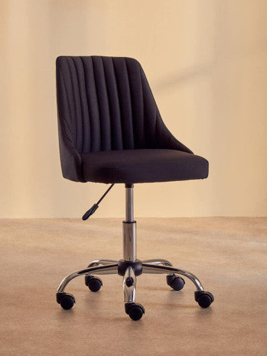 Orsina Brent Ribbed Black and Chrome Swivel Home Office Desk Chair