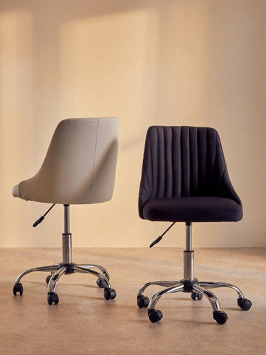 Orsina Brent Ribbed Black and Chrome Swivel Home Office Desk Chair