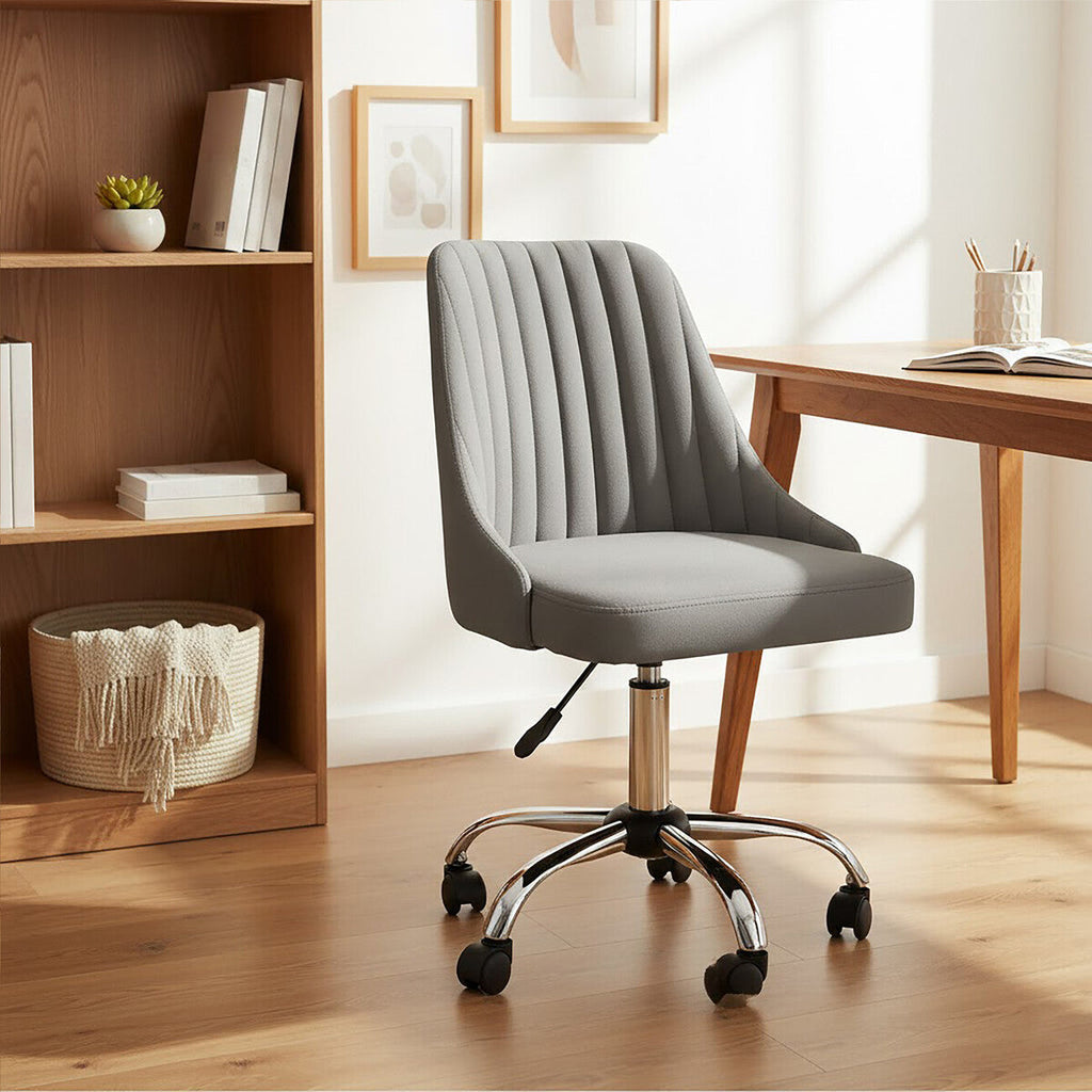 Orsina Brent Grey Faux Leather Home Office Swivel Desk Chair