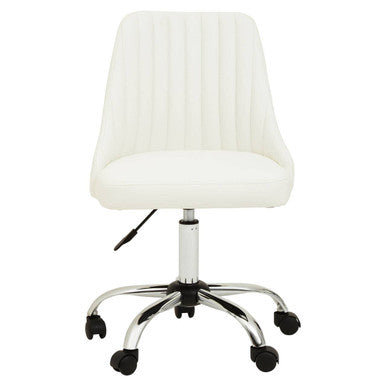 Orsina Brent Off White Faux Leather Swivel Home Office Desk Chair