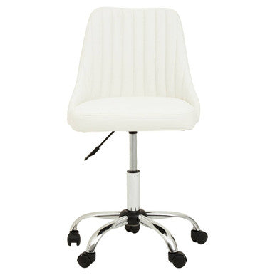 Orsina Brent Off White Faux Leather Swivel Home Office Desk Chair
