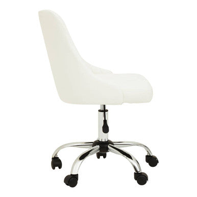 Orsina Brent Off White Faux Leather Swivel Home Office Desk Chair