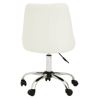 Orsina Brent Off White Faux Leather Swivel Home Office Desk Chair