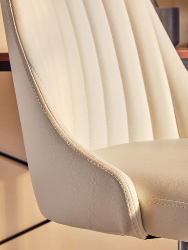 Orsina Brent Off White Faux Leather Swivel Home Office Desk Chair
