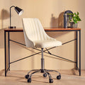 Orsina Brent Off White Faux Leather Swivel Home Office Desk Chair