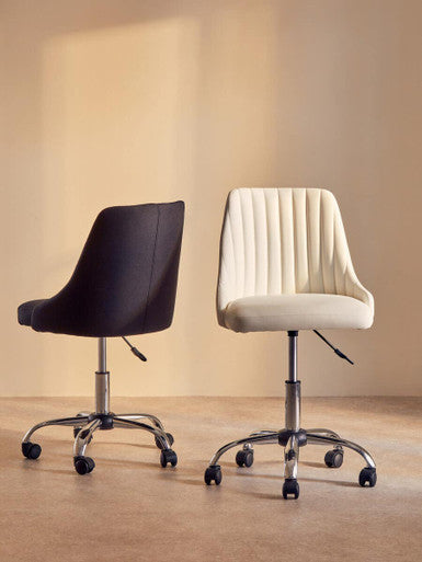 Orsina Brent Off White Faux Leather Swivel Home Office Desk Chair