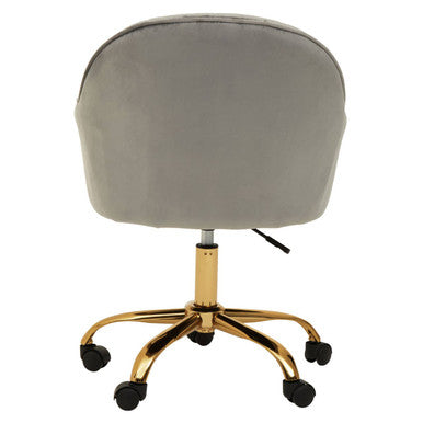 Orsina Brent Grey Velvet and Gold Swivel Desk Chair | Home Office Task Chair