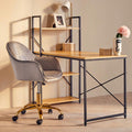 Orsina Brent Grey Velvet and Gold Swivel Desk Chair | Home Office Task Chair