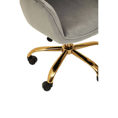 Orsina Brent Grey Velvet and Gold Swivel Desk Chair | Home Office Task Chair