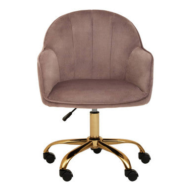 Orsina Brent Pink Velvet Desk Chair | Gold Swivel Home Office Chair