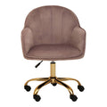 Orsina Brent Pink Velvet Desk Chair | Gold Swivel Home Office Chair