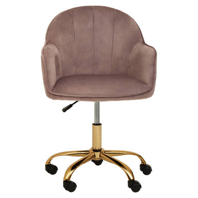 Orsina Brent Pink Velvet Desk Chair | Gold Swivel Home Office Chair