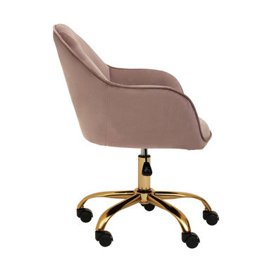 Orsina Brent Pink Velvet Desk Chair | Gold Swivel Home Office Chair