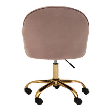 Orsina Brent Pink Velvet Desk Chair | Gold Swivel Home Office Chair