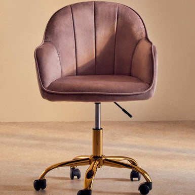 Orsina Brent Pink Velvet Desk Chair | Gold Swivel Home Office Chair