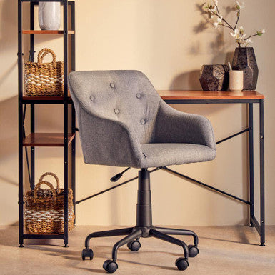 Orsina Brent Tufted Home Office Chair – Grey and Black Swivel Task Chair