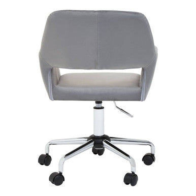 Orsina Brent Grey Velvet Home Office Chair with Chrome Swivel Base