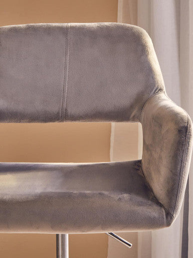 Orsina Brent Grey Velvet Home Office Chair with Chrome Swivel Base