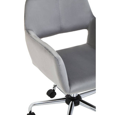 Orsina Brent Grey Velvet Home Office Chair with Chrome Swivel Base