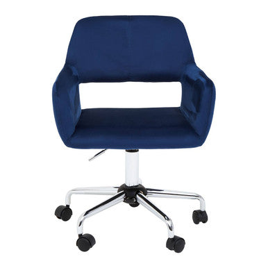 Orsina Brent Navy Velvet Home Office Chair with Chrome Swivel Base