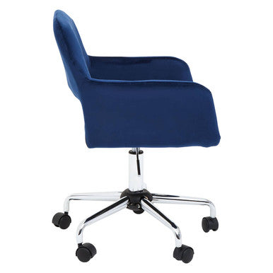 Orsina Brent Navy Velvet Home Office Chair with Chrome Swivel Base