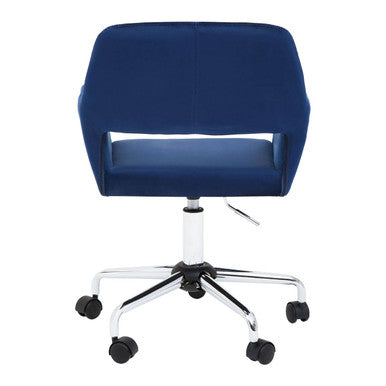 Orsina Brent Navy Velvet Home Office Chair with Chrome Swivel Base