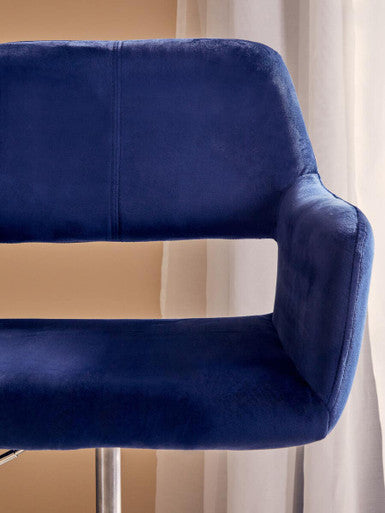 Orsina Brent Navy Velvet Home Office Chair with Chrome Swivel Base