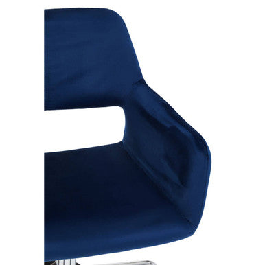 Orsina Brent Navy Velvet Home Office Chair with Chrome Swivel Base